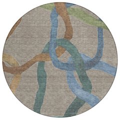 Machine Washable Indoor/Outdoor Chantille ACN2394 Brown 8' x 8' Round Rug