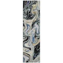 Machine Washable Indoor/Outdoor Chantille ACN2395 Black 2'3" x 7'6" Runner Rug