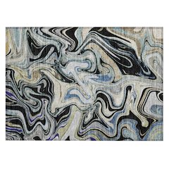 Machine Washable Indoor/Outdoor Chantille ACN2395 Black 1'8" x 2'6" Rug