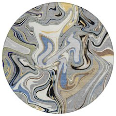 Machine Washable Indoor/Outdoor Chantille ACN2395 Gray 8' x 8' Round Rug