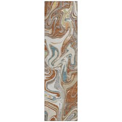 Machine Washable Indoor/Outdoor Chantille ACN2395 Orange 2'3" x 7'6" Runner Rug