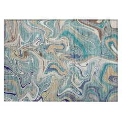 Machine Washable Indoor/Outdoor Chantille ACN2395 Teal 1'8" x 2'6" Rug