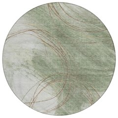 Machine Washable Indoor/Outdoor Chantille ACN2396 Green 8' x 8' Round Rug