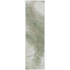 Machine Washable Indoor/Outdoor Chantille ACN2396 Green 2'3" x 7'6" Runner Rug