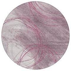 Machine Washable Indoor/Outdoor Chantille ACN2396 Pink 8' x 8' Round Rug