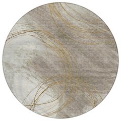 Machine Washable Indoor/Outdoor Chantille ACN2396 Brown 8' x 8' Round Rug