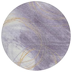 Machine Washable Indoor/Outdoor Chantille ACN2396 Purple 8' x 8' Round Rug