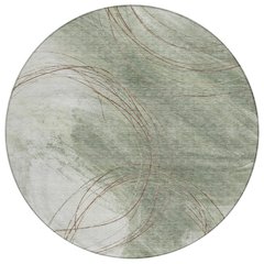 Machine Washable Indoor/Outdoor Chantille ACN2396 Green 8' x 8' Round Rug