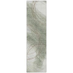 Machine Washable Indoor/Outdoor Chantille ACN2396 Green 2'3" x 7'6" Runner Rug