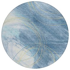Machine Washable Indoor/Outdoor Chantille ACN2396 Blue 8' x 8' Round Rug