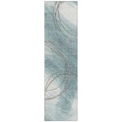 Machine Washable Indoor/Outdoor Chantille ACN2396 Teal 2'3" x 7'6" Runner Rug
