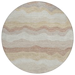 Machine Washable Indoor/Outdoor Chantille ACN2397 Brown 8' x 8' Round Rug