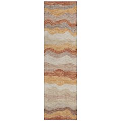 Machine Washable Indoor/Outdoor Chantille ACN2397 Orange 2'3" x 7'6" Runner Rug