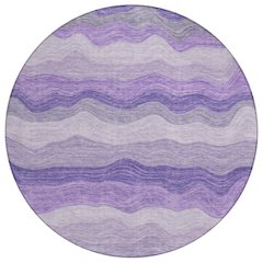 Machine Washable Indoor/Outdoor Chantille ACN2397 Purple 8' x 8' Round Rug