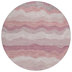 Machine Washable Indoor/Outdoor Chantille ACN2397 Orange 8' x 8' Round Rug