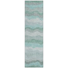 Machine Washable Indoor/Outdoor Chantille ACN2397 Teal 2'3" x 7'6" Runner Rug