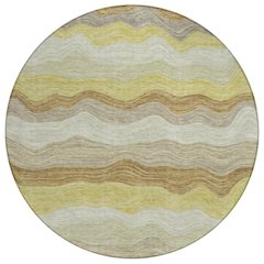 Machine Washable Indoor/Outdoor Chantille ACN2397 Gold 8' x 8' Round Rug