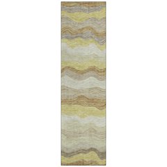 Machine Washable Indoor/Outdoor Chantille ACN2397 Gold 2'3" x 7'6" Runner Rug
