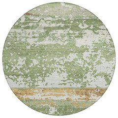 Machine Washable Indoor/Outdoor Chantille ACN2398 Green 8' x 8' Round Rug