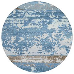 Machine Washable Indoor/Outdoor Chantille ACN2398 Blue 8' x 8' Round Rug