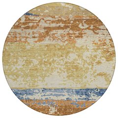 Machine Washable Indoor/Outdoor Chantille ACN2398 Gold 8' x 8' Round Rug