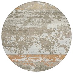 Machine Washable Indoor/Outdoor Chantille ACN2398 Brown 8' x 8' Round Rug