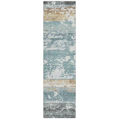 Machine Washable Indoor/Outdoor Chantille ACN2398 Teal 2'3" x 7'6" Runner Rug