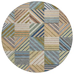 Machine Washable Indoor/Outdoor Chantille ACN2399 Brown 8' x 8' Round Rug