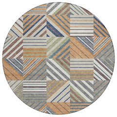 Machine Washable Indoor/Outdoor Chantille ACN2399 Orange 8' x 8' Round Rug