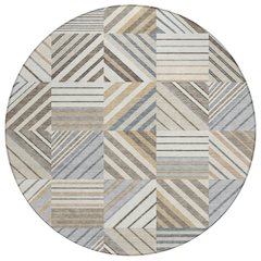 Machine Washable Indoor/Outdoor Chantille ACN2399 Ivory 8' x 8' Round Rug