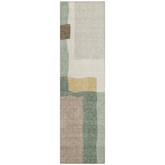 Machine Washable Indoor/Outdoor Chantille ACN2400 Green 2'3" x 7'6" Runner Rug