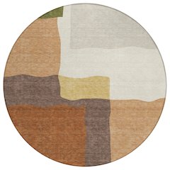 Machine Washable Indoor/Outdoor Chantille ACN2400 Orange 8' x 8' Round Rug