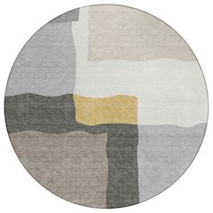 Machine Washable Indoor/Outdoor Chantille ACN2400 Gray 8' x 8' Round Rug