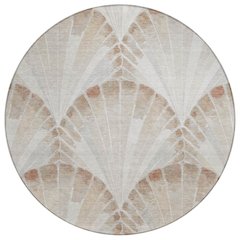 Machine Washable Indoor/Outdoor Chantille ACN2401 Brown 8' x 8' Round Rug