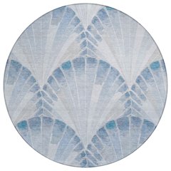 Machine Washable Indoor/Outdoor Chantille ACN2401 Blue 8' x 8' Round Rug