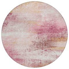 Machine Washable Indoor/Outdoor Chantille ACN2402 Pink 8' x 8' Round Rug