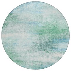 Machine Washable Indoor/Outdoor Chantille ACN2402 Green 8' x 8' Round Rug