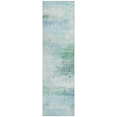 Machine Washable Indoor/Outdoor Chantille ACN2402 Green 2'3" x 7'6" Runner Rug