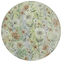 Machine Washable Indoor/Outdoor Chantille ACN2403 Green 8' x 8' Round Rug
