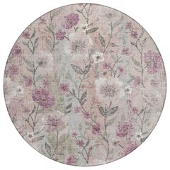 Machine Washable Indoor/Outdoor Chantille ACN2403 Pink 8' x 8' Round Rug