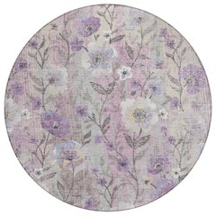 Machine Washable Indoor/Outdoor Chantille ACN2403 Purple 8' x 8' Round Rug