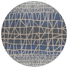 Machine Washable Indoor/Outdoor Chantille ACN2404 Blue 8' x 8' Round Rug