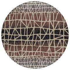 Machine Washable Indoor/Outdoor Chantille ACN2404 Brown 8' x 8' Round Rug