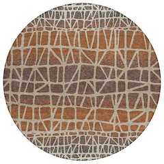 Machine Washable Indoor/Outdoor Chantille ACN2404 Orange 8' x 8' Round Rug