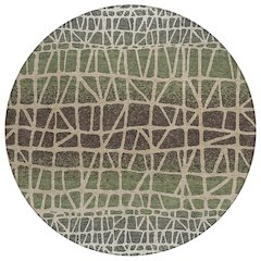 Machine Washable Indoor/Outdoor Chantille ACN2404 Green 8' x 8' Round Rug