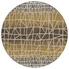 Machine Washable Indoor/Outdoor Chantille ACN2404 Gold 8' x 8' Round Rug