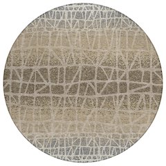 Machine Washable Indoor/Outdoor Chantille ACN2404 Ivory 8' x 8' Round Rug