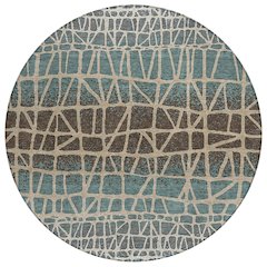 Machine Washable Indoor/Outdoor Chantille ACN2404 Teal 8' x 8' Round Rug