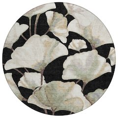 Machine Washable Indoor/Outdoor Chantille ACN2405 Black 8' x 8' Round Rug