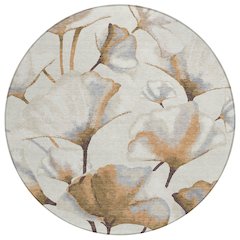 Machine Washable Indoor/Outdoor Chantille ACN2405 Orange 8' x 8' Round Rug